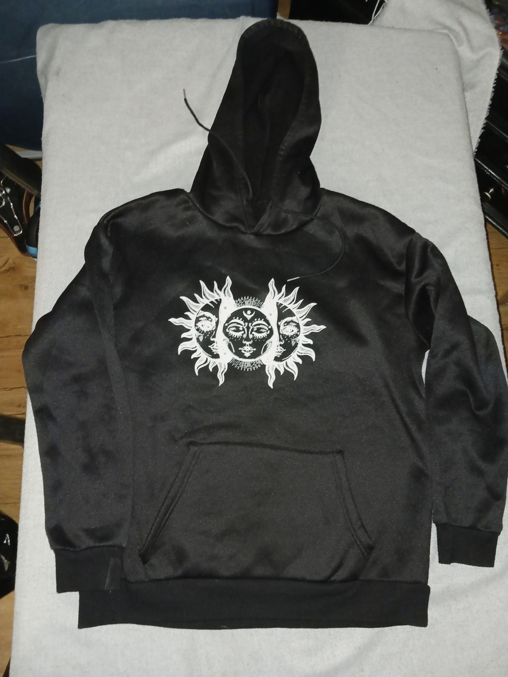 Black Sun & Moon Graphic Hoodie - Men's Casual Pullover